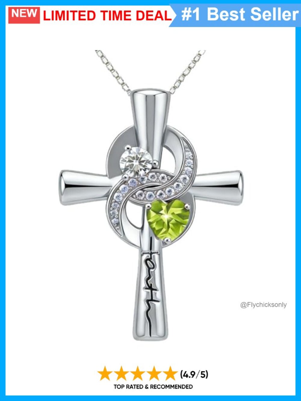 14K Gold Plated Birthstone Cross Necklace Infinity Pendant